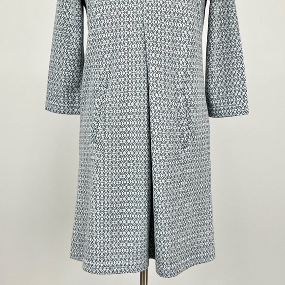 Tyler Boe Cindy Dress Inverted Pleat Blue Gray Geo Print Pockets Medium - Picture 4 of 12